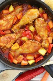 Try This Chicken Afritada Recipe A Filipino Chicken Stew In Tomato Sauce With Carrots Potatoes Chicken Afritada Recipe Stuffed Peppers Rice Side Dish Recipes