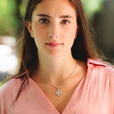 14k Gold Greek Eye And Cross Necklace Evil Eye Necklace With Side Cross In  14K Gold