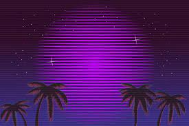 80s Retro Neon Gradient Background Palms And Sun Tv Glitch Effect Sci Fi Miami Beach By Di Bro Youtube Banner Backgrounds Retro Background Neon Backgrounds