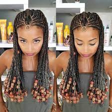 Patterned Braids With Beads And Gold Accessory Braids With Beads Braided Hairstyles Types Of Braids