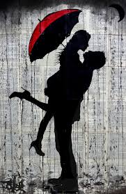 Love And Rain Redo Commission Usa Original Mixed Media Art Romantic Art Umbrella Art