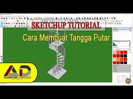 Klik pada area kerja, dan hasil akhirnya pun akan jadi seperti ini. Sketchup Tutorial Cara Membuat Tangga Putar Youtube Petunjuk Arsitek Desain
