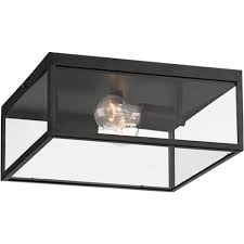 Hampton bay outdoor flush mount ceiling light fixture white frosted glass nos. John Timberland Modern Outdoor Ceiling Light Fixture Matte Black 12 Clear Glass Panels Square Exterior House Porch Patio Outside Target