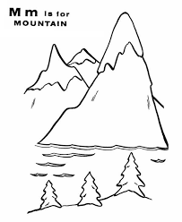 Letter M For Mountain And It Scenery Coloring Page Online Coloring Pages Coloring Pages Alphabet Coloring Pages