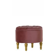 Hocker Winchester 65383683 Rose Rund Sitzhocker Holz Massiv Stoff Gold
