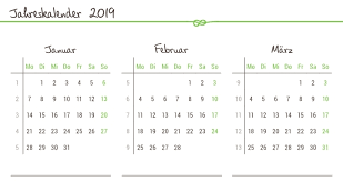 Kalender 2021 januar zum ausdrucken. Jahreskalender Gruner Faden