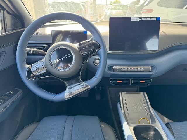 Tech-forward smart cabin layout with adaptive floating touchscreen, AI generated