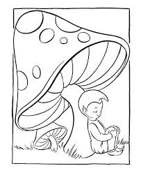 Mushroom in cartoon style, autumn black white coloring page, education paper game for the development of children, kids preschool. Mushrooms Coloring Pages Coloring Home