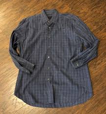 Mens Brioni Sportswear Large Ls Button Blue Made In Italy