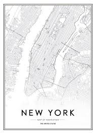 Black And White New York City Posters Poster With New York Map Desenio Com In 2020 New York Poster Map Of New York Map Poster