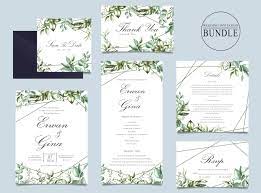 Wedding Invitation Card Bundle With Green Leaves Template Wedding Invitation Cards Wedding Invitations Green Wedding Invitations