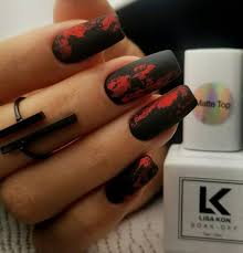 Black And Red Ombre Nails Matte Russian Manicure In La On Instagram Natural Nails I Used Lk027 Black Lkrubberbase Red Foil Matte Top Co Red Black Nails Red Manicure Red Wedding Nails