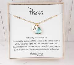 Pisces Zodiac Gold Necklace Pisces March Necklace March Etsy Pisces Jewelry Zodiac Jewelry Pisces March Birthstone Jewelry