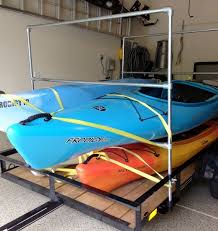 Storing your kayak on a wall (do it yourself pvc kayak rack). Diy Kayak Trailer Rack Simplified Building