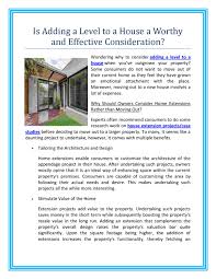Costs vary from project to project (we'll give you a breakdown later), but. Is Adding A Level To A House A Worthy And Effective Consideration By Extensions Unlimited Issuu