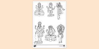 A set of simple colouring sheets depicting various hindu deities. Hindu Gods Printable Colouring Page Colouring Sheets