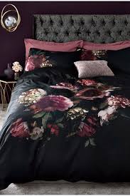 Next Cotton Sateen Dark Base Floral Duvet Cover And Pillowcase Set Purple Home Decor Bedroom Floral Bedroom Bed Linens Luxury