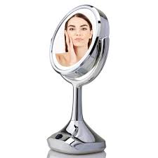Ovente Lighted Tabletop Vanity Makeup Mirror 7 5 Inch With Distortion Free View Acrylic Edge Battery Or Usb Adapter Operated 1x5x Magnification Chrome Mmt06ch1x5x Walmart Com Walmart Com