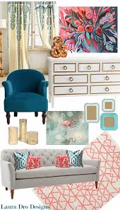 Laura Dro Living Room Design Indigo Aqua Coral Gold Aqua Living Room Aqua Living Room Decor Coral Living Rooms