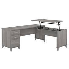 Sold and shipped by monoprice. 72w 3 Position Sit To Stand L Shaped Desk In Platinum Gray