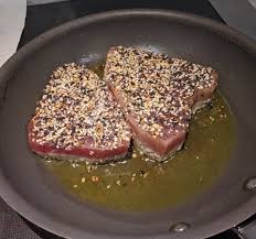 Sesame Crusted Ahi Tuna Steaks Tuna Steak Recipes Ahi Tuna Steak Recipe Frozen Tuna Recipe