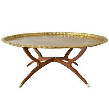 Mid Century Round Brass Tray Top Coffee Table For Sale At 1stdibs Coffee Table Coffee Table Vintage Bamboo Coffee Table