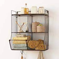 Four Bin Wire Hanging Shelf Vivaterra Also Comes In Three Bin Version With A Horizontal Profil Hanging Shelves Bathroom Storage Shelves Kitchen Wall Storage