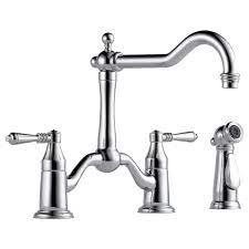 Bridge kitchen faucet with side spray. Tresa Two Handle Bridge Kitchen Faucet With Spray