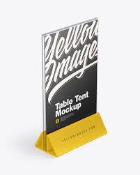 Free for personal use only. Glass Table Tent Mockup In Stationery Mockups On Yellow Images Object Mockups