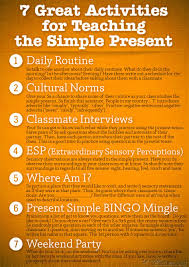 7 Great Activities To Teach The Simple Present Poster Teaching Teaching Grammar Efl Teaching