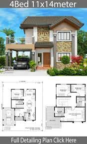Home Design Plan 11x14m With 4 Bedrooms Home Design With Plansearch Philippines House Design Two Story House Design Duplex House Design