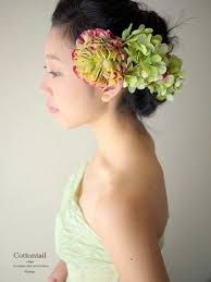 グリーンのかわいい髪飾り cotton tail 髪飾り 可愛い花 グリーン