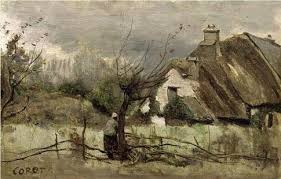 Jean Baptiste Corot Cottage Au Toit De Chaume En Picardie Nord Pas De Calais Picardie Peintre Peinture Paysage Idyllique