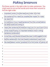 Making Sentences Worksheets Making Sentences Sentences Worksheets