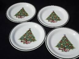 'twas the night before christmas dinnerware collection. Vintage Christmas Tree Dinner Plates Mt Clemens Pottery Holiday Dishes