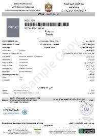 Uae Dubai Tourist Visa Sample Visa Online Visa Passport Online