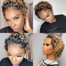Amazon.com: Ali Bling Peluca rubia con corte Pixie de 13 x 1, pelucas de  encaje frontal de cabello humano T30 corto rizado para mujeres negras,  pelucas de cabello humano prearrancadas sin pegamento,