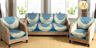 Buy designer sofa covers online at low prices in india. Buy Nendle Luxurious Cotton Abstract Design 5 Seater Sofa Cover Set Sky Blue 6 Pieces Online At Low Prices In India Amazon In