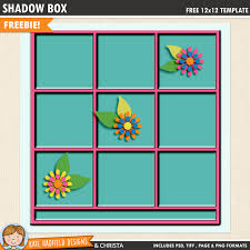 These are made by bloggers, designers, and makers across the world and almost all of them are free! Free Digital Scrapbook Template Shadow Box Kate Hadfield Designs