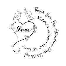 Get this image for free. Amazon Com Custom Love Heart Shape Wedding Stamp Personalized Bird Flower Rose Leaf Wedding Invitations Card Stamps Self Inking Save The Date Marriage Stamper Thank You For Attending Our Wedding Ceremony Handmade