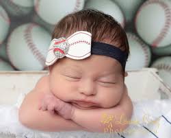 Baseball Bow Headband: Rhinestone Center, Newborn Photo Prop