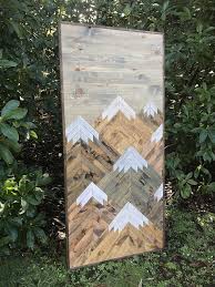 Rustic Mountains Wood Wall Art By Bayocean Rustic Design Mountain Wood Art Reclaimed Wood Wall Art Mountain Wood Wall Art
