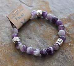 Amethyst Bracelet Pisces Bracelet Zodiac By Indigodesertmoon Beaded Bracelets Pisces Bracelet Bracelet Designs