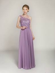 Elegant Lavender Full Length One Shoulder Lace And Chiffon Bridesmaid Dress Swbd024 Vestidos Boda Civil Vestidos De Novia Con Mangas Vestidos De Novia