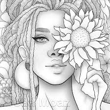 Includes images of baby animals, flowers, rain showers, and more. Printable Coloring Page Black Girl Floral Portrait Etsy Detailed Coloring Pages People Coloring Pages Printable Coloring Pages
