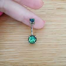 Black Green Glitter Opal Belly Button Ring Belly Button Rings Body Jewelry Belly Rings Navel Piercing Jewelry