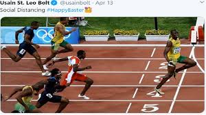 Jun 21, 2021 · june 21, 2021 / 8:00 am / cbs news legendary olympic sprinter usain bolt and his partner, kasi bennett, have welcomed newborn twin boys — and they have fitting names. Usain Bolt Goes Viral With Social Distancing Beijing Olympic Photo Loop Jamaica