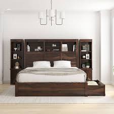 ( 4.2) out of 5 stars. El Centro Solid Wood Storage Platform Bed Frame W Bookcase Headboard