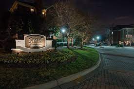 We Have Over 50 Fixtures Within This Subdivision Entrance But My Favorites Are The Induction Post Light Commercial Outdoor Lighting Outdoor Lighting Outdoor