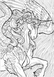 Discover our unicorn coloring pages. Unicorn With Wings And Background Unicorns Adult Coloring Pages